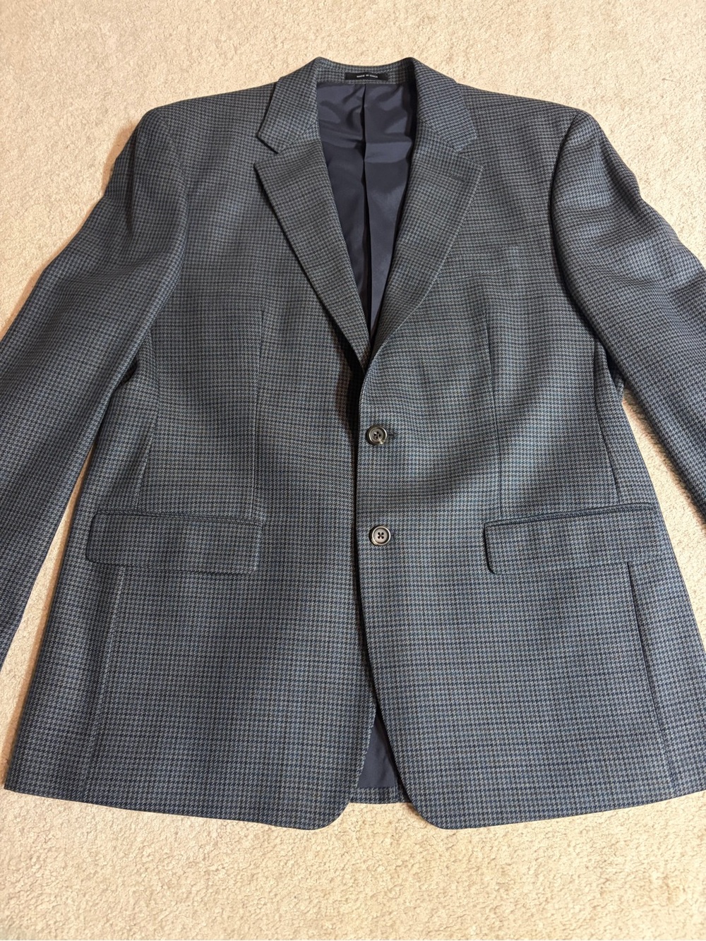 Chaps Navy and Gray Micro-Check 100% Wool Sport Coat 42R